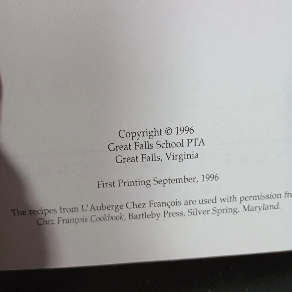 Great Falls Virginia School PTA Community Cookbook Cooking With Class 1st ED '96